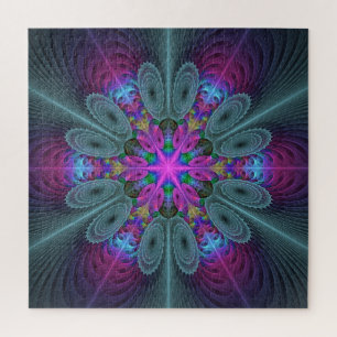 Mandala Colorful Spiritual Fractal Art With Pink ジグソーパズル