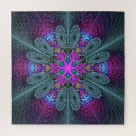 Mandala Colorful Spiritual Fractal Art With Pink ジグソーパズル (縦)