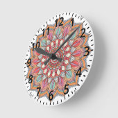 Mandala da Harmonia (Calmante e Tranquilizante) ラウンド壁時計 (傾斜)