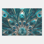Mandala de plumes de paon ornées ラッピングペーパーシート (正面3)
