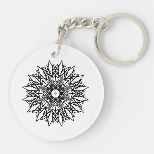  Mandala dentelle géométrique blanc cassé キーホルダー (裏面)