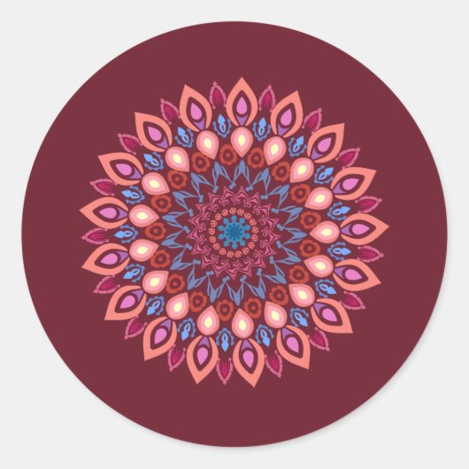 mandala design sticker  ラウンドシール (正面)