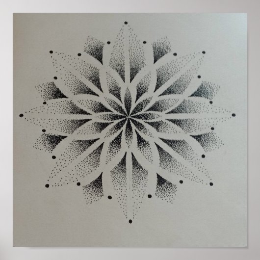 mandala dotwork modern zwart wit strak ポスター (正面)