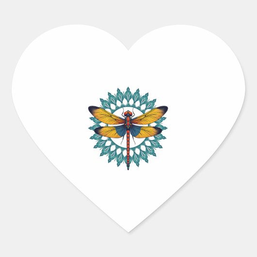 Mandala Dragonfly - Lotus Flower Insect Lover Ento ハートシール (正面)