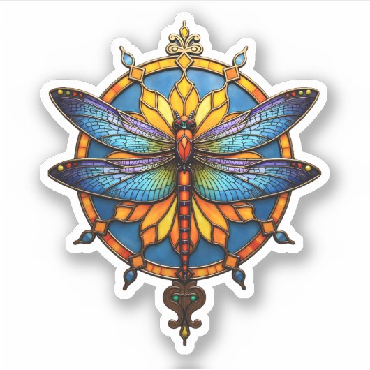 Mandala Dragonfly Luminous Sacred Geometry Spiritu シール (正面)