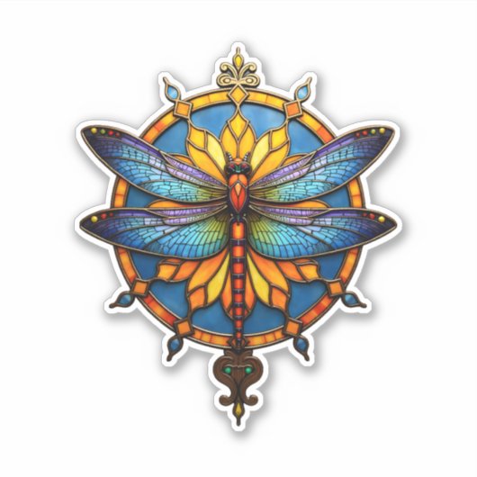 Mandala Dragonfly Luminous Sacred Geometry Spiritu シール (正面)