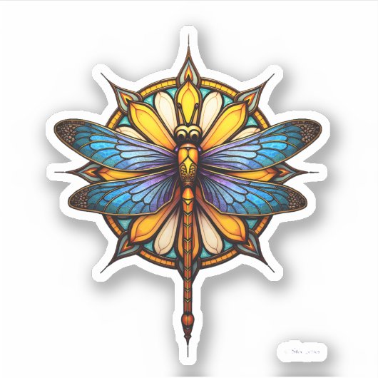 Mandala Dragonfly Luminous Sacred Geometry Spiritu シール (正面)