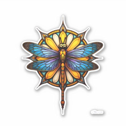 Mandala Dragonfly Luminous Sacred Geometry Spiritu シール (正面)