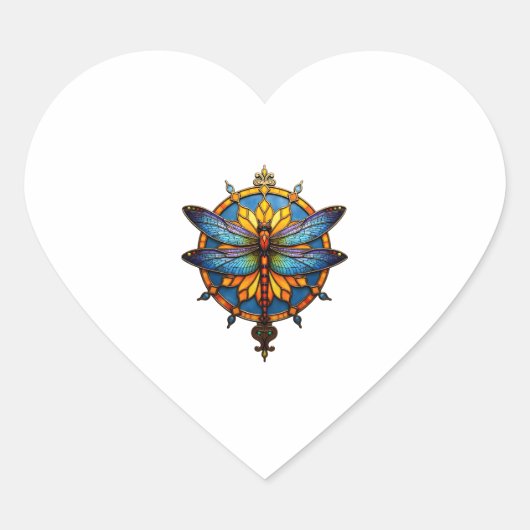 Mandala Dragonfly Luminous Sacred Geometry Spiritu ハートシール (正面)
