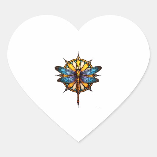 Mandala Dragonfly Luminous Sacred Geometry Spiritu ハートシール (正面)