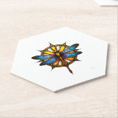Mandala Dragonfly Luminous Sacred Geometry Spiritu ペーパーコースター (アングル)