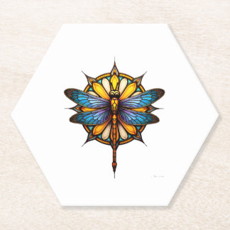 Mandala Dragonfly Luminous Sacred Geometry Spiritu ペーパーコースター