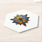 Mandala Dragonfly Luminous Sacred Geometry Spiritu ペーパーコースター (アングル)