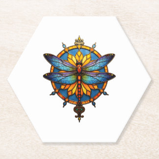 Mandala Dragonfly Luminous Sacred Geometry Spiritu ペーパーコースター