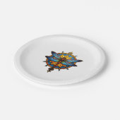 Mandala Dragonfly Luminous Sacred Geometry Spiritu ペーパープレート (アングル)