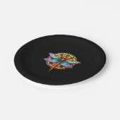 Mandala Dragonfly Luminous Sacred Geometry Spiritu ペーパープレート (アングル)