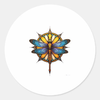 Mandala Dragonfly Luminous Sacred Geometry Spiritu ラウンドシール