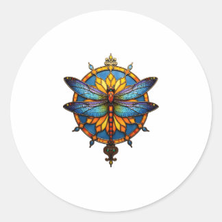Mandala Dragonfly Luminous Sacred Geometry Spiritu ラウンドシール