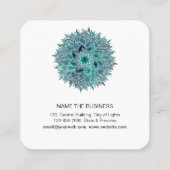Mandala Elegant Boho Paisley Floral Teal Art Yoga スクエア名刺 (裏面)