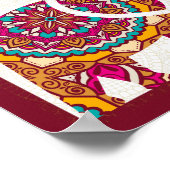 Mandala elephant Indian wedding welcome sign ポスター (角)