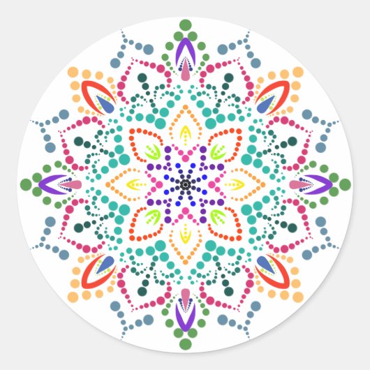 Mandala flower ラウンドシール (正面)