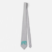 Mandala flower elephant - turquoise, grey & white ネクタイ (正面)
