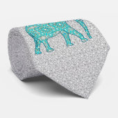 Mandala flower elephant - turquoise, grey & white ネクタイ (ロール)