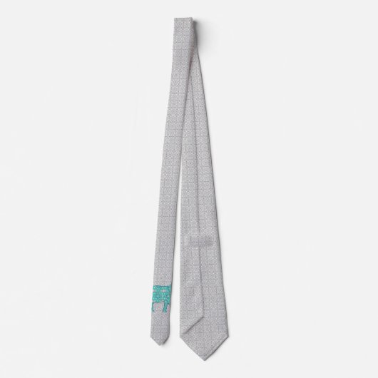 Mandala flower elephant - turquoise, grey & white ネクタイ (裏面)