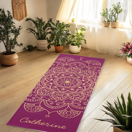 Mandala Gold Color Custom Yoga Mat ヨガマット
