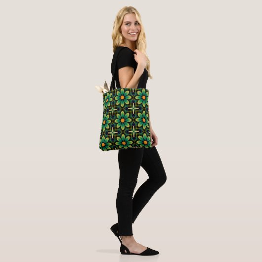 Mandala Green and Yellow Floral Geometric Pattern  トートバッグ (モデル)