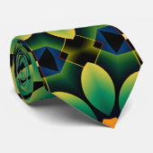 Mandala Green and Yellow Floral Geometric Pattern ネクタイ (ロール)