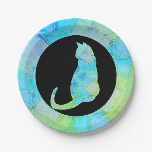 Mandala Green Chalk Sketch ペーパープレート (正面)