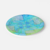 Mandala Green Chalk Sketch ペーパープレート (アングル)