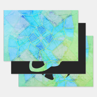 Mandala Green Chalk Sketch ラッピングペーパーシート