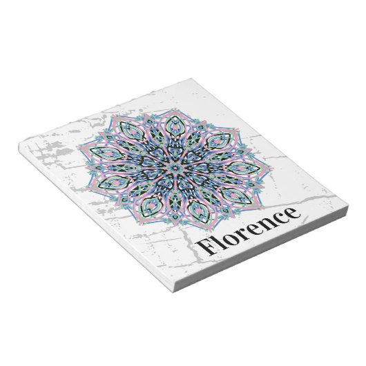 Mandala. Grunge style with personalized name. ノートパッド (アングル)