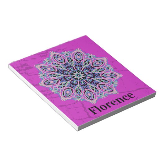 Mandala. Grunge style with personalized name. ノートパッド (アングル)