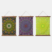 Mandala Harmony Wall Tapestry Wood-Topped Vertical 吊り下げ型タペストリー (トリプル)