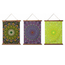 Mandala Harmony Wall Tapestry Wood-Topped Vertical