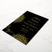 Mandala Hearts Black Gold Foil Wedding Invitation 箔招待状 (回転した状態)