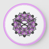 Mandala in pink & purple ラージ壁時計 (正面)