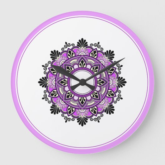 Mandala in pink & purple ラージ壁時計 (正面)