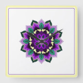 Mandala in purple スクエア壁時計 (正面)