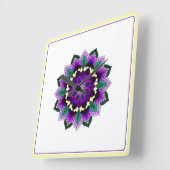 Mandala in purple スクエア壁時計 (傾斜)