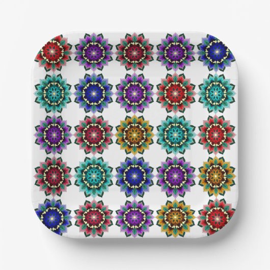 Mandala in various colours ペーパープレート (正面)