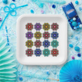 Mandala in various colours paper plate ペーパープレート (パーティー)