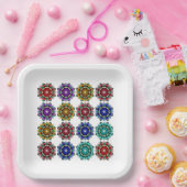 Mandala in various colours paper plate ペーパープレート (パーティー)