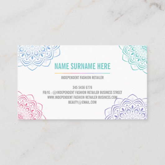 Mandala Independent Fashion Retailer 名刺 (裏面)