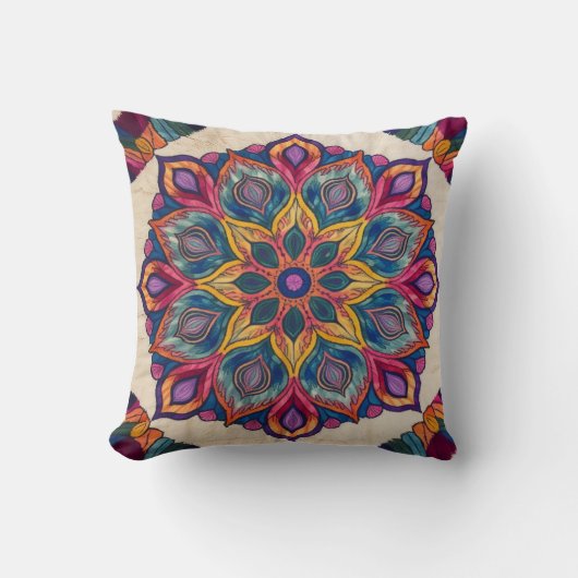 Mandala Kilim Lumbar Pillows：アーティストとの心地よい クッション (正面)