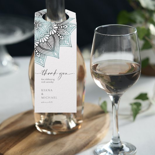 Mandala Lace 結婚's Thank You Lt. Blue ID968 ボトルネックタグ