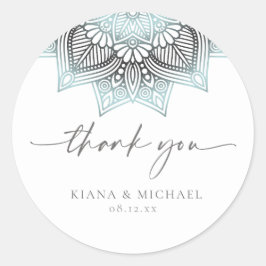 Mandala Lace 結婚's Thank You Lt. Blue ID968 ラウンドシール